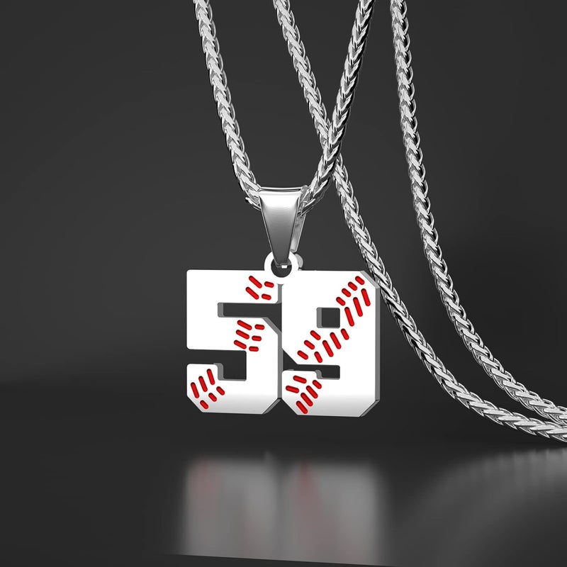 Wikavanli Personalized Baseball Jersey Number 00-99 Necklace - Stainless Steel Baseball Chain Pendant Necklace - Team Jewelry Gift for Boys, Girls, Men, Women - Image 2